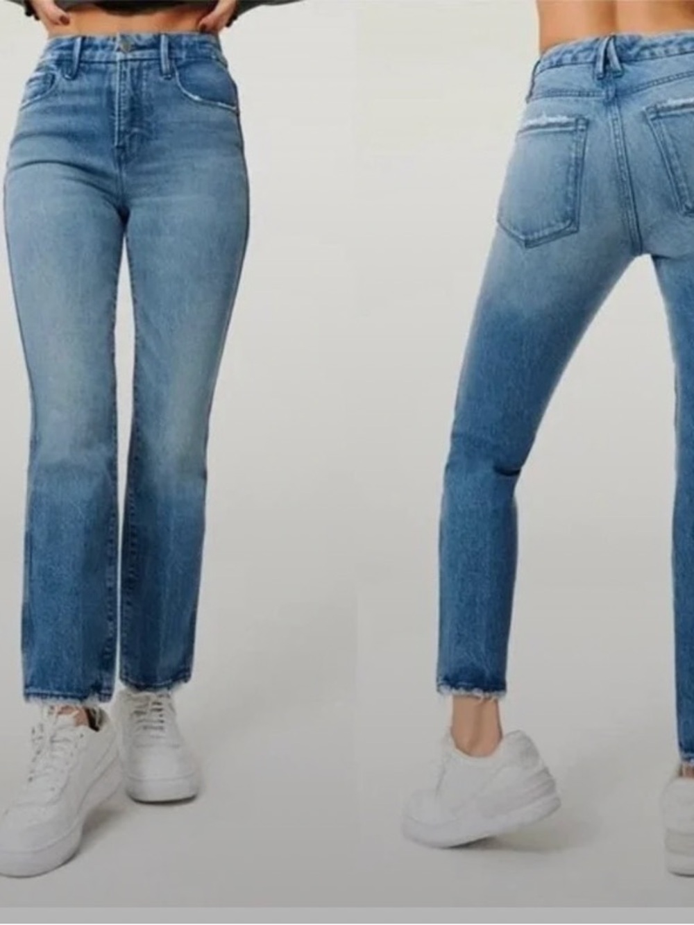 Good American Good Legs Curve Straight-Leg High-Rise Ankle Jeans